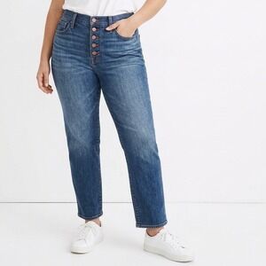 Vintage Madewell The Perfect Crop Jeans Womens 26 Blue Cotton Stretch Button Fly